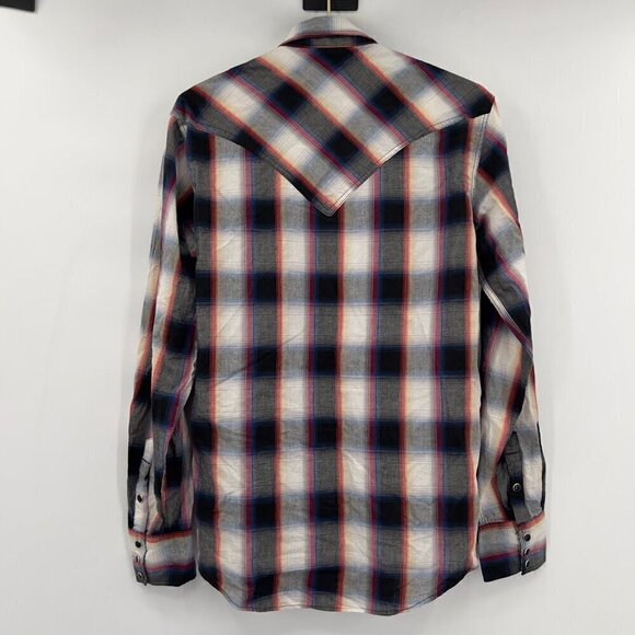 Roper Men's Large Ombre Plaid Long Sleeve Snap Western Black Shirt Size S - Picture 3 of 8